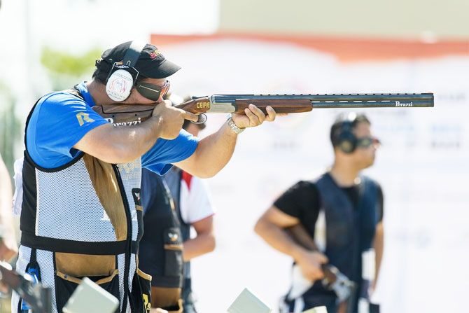 Gold medallist Alberto Fernandez in action against at the International Shooting Sport Federation (ISSF) World Cup Shotgun in Acapulco, Mexico on Monday