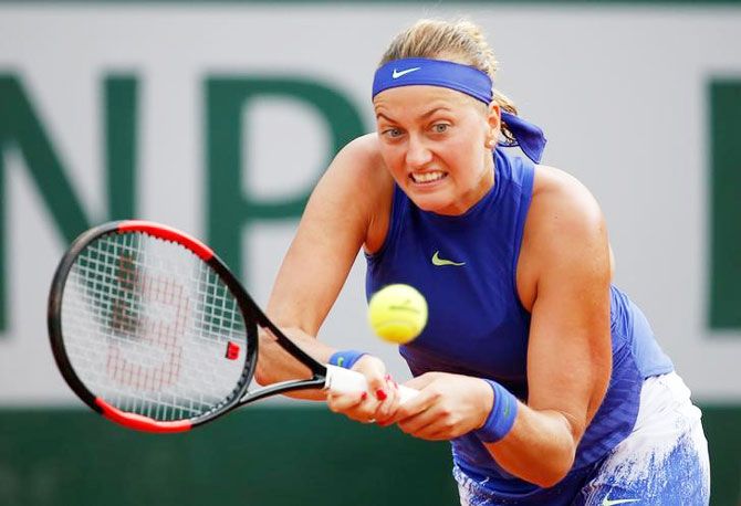 Czech Republic's Petra Kvitova in action during her first round match against USA's Julia Boserup