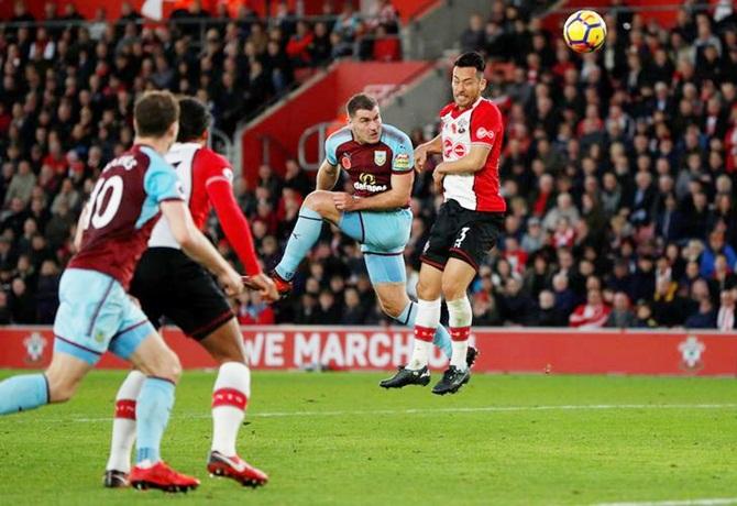 Sam Vokes scores Burnley's only goal against Southampton