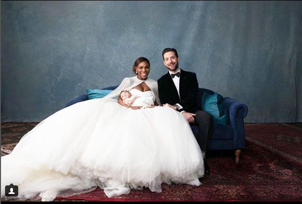 Serena Williams with husband Alexis Ohanian and child Alexis Olympia Ohanian Jr at their wedding ceremony
