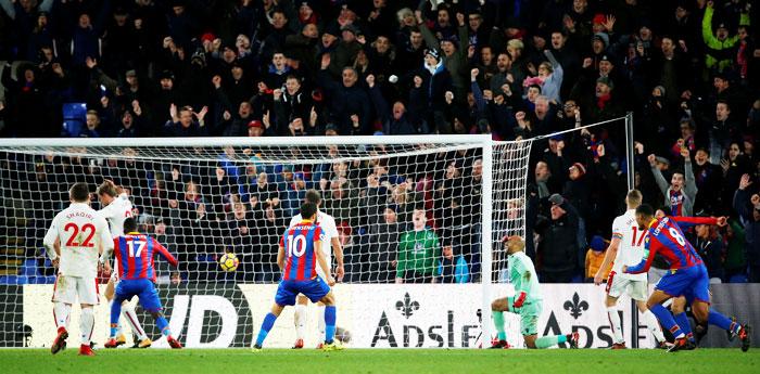 Crystal Palace's Mamadou Sakho scores their second goal against Stoke City at Selhurst Park in London