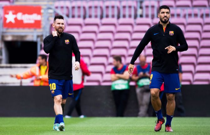 FC Barcelona's famed strike duo, Lionel Messi and Luis Suarez, could soon be playing in another league