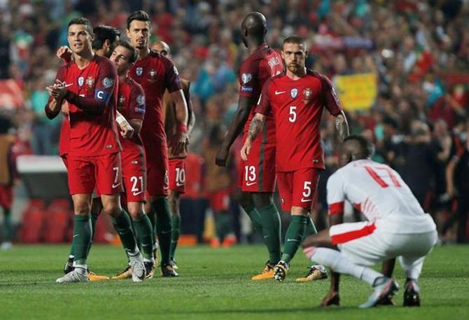 Ronaldo and his Portugal teammates