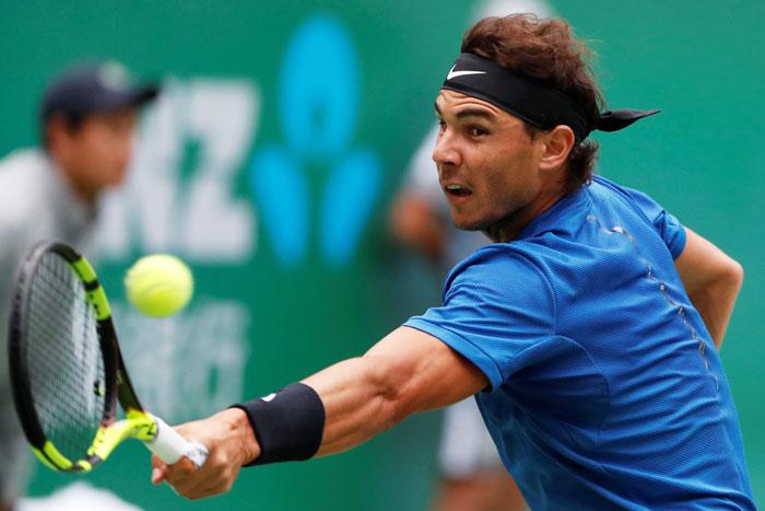 Spain's Rafael Nadal in action against Bulgaria's Grigor Dimitrov during the Shanghai Masters on Friday