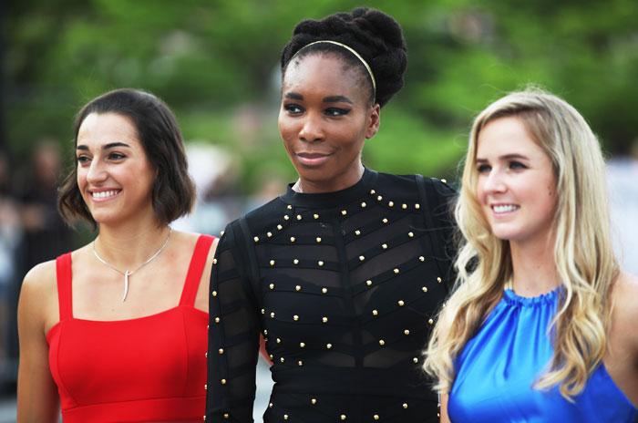 (Left to Right) France's Caroline Garcia, USA's Venus Williams and Ukraine's Elina Svitolina pose prior to the BNP Paribas WTA Finals Singapore in Singapore on Friday