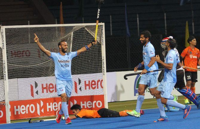 Ramandeep Singh celebrates after scoring