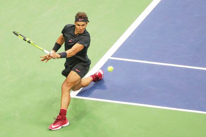 Rafael Nadal on his way to winning his third US Open title, September 11, 2017. Photograph: Anthony Gruppuso-USA TODAY Sports