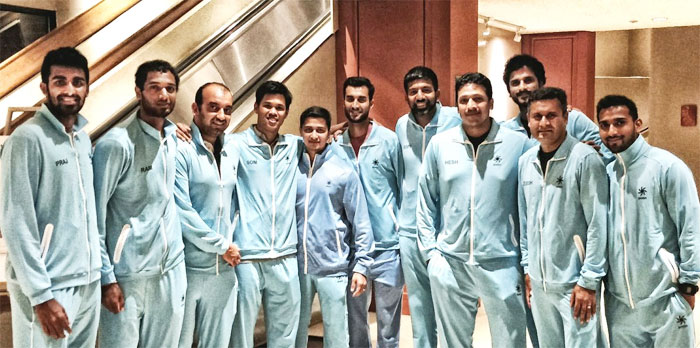 The Indian Davis Cup team with coach Zeeshan Ali and captain Mahesh Bhupathi