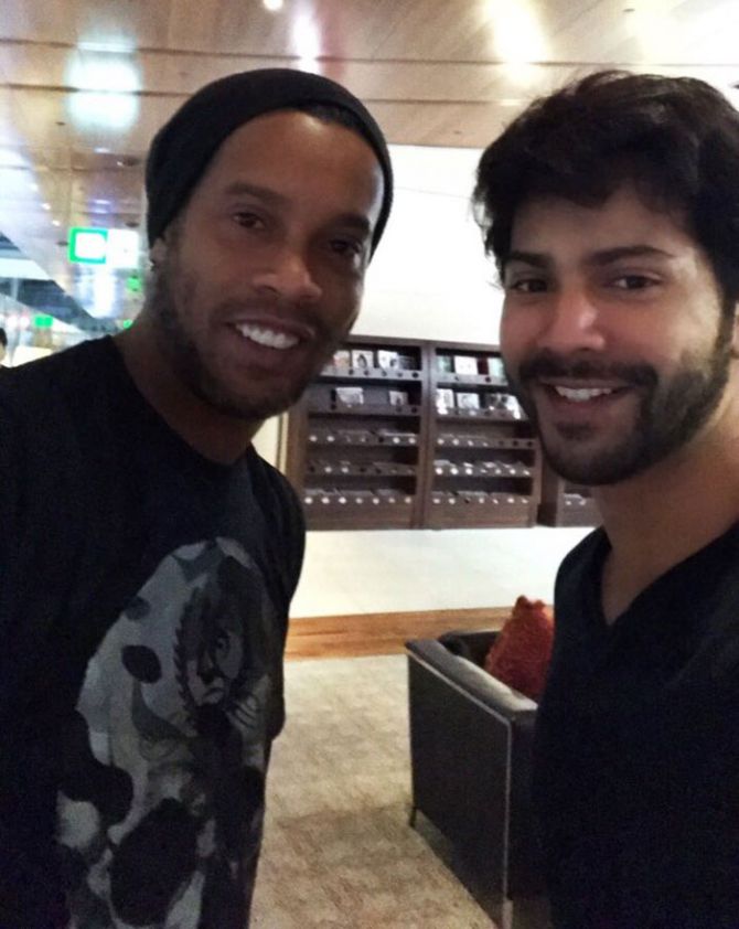 Ronaldinho and Varun Dhawan