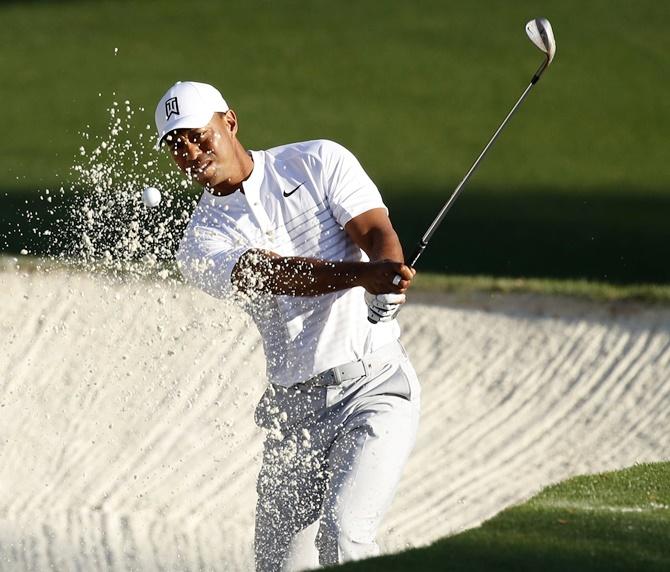 Tiger Woods during the second day of practice for the 2018 Masters at the Augusta National Golf Club in Augusta. Photograph: Mike Segar/Reuters