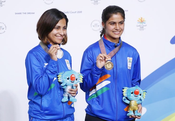 Manu Bhaker and Heena Sidhu