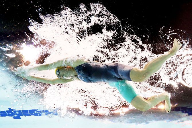 Australia's Madeleine Scott competes during the women's SB9 100m breaststroke final at Optus Aquatic Centre on Monday