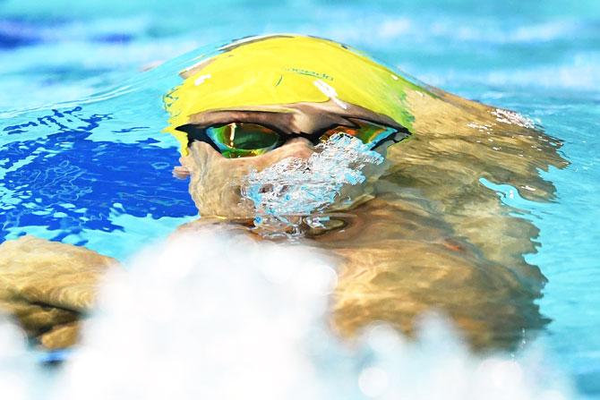 Australia's Mitch Larkin competes during the Men's 4 x 100m Medley Relay final at Optus Aquatic Centre on Tuesday