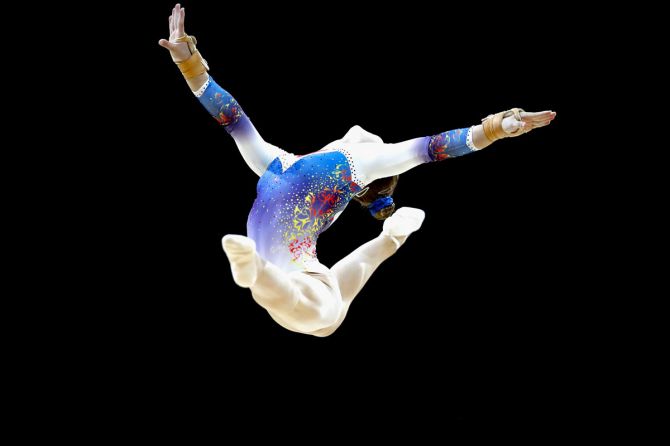 Romania's Denisa Golgota competes in the Women's Individual Floor final gymnastics on Day Four of the European Championships in Glasgow at The SSE Hydro on August 5