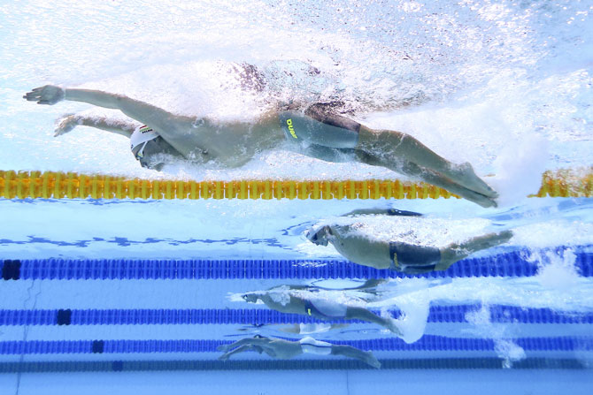 Hungary's Kristof Milak competes in the 200m Butterfly Men Final's of the 2018 European Championships at Tollcross International Swimming Centre in Glasgow on Sunday