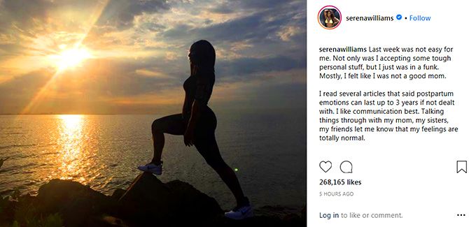 The Instagram message posted by Serena Williams