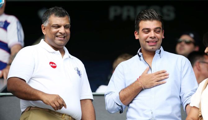 Queen's Park Rangers' owner Tony Fernandes and new chairman Amit Bhatia