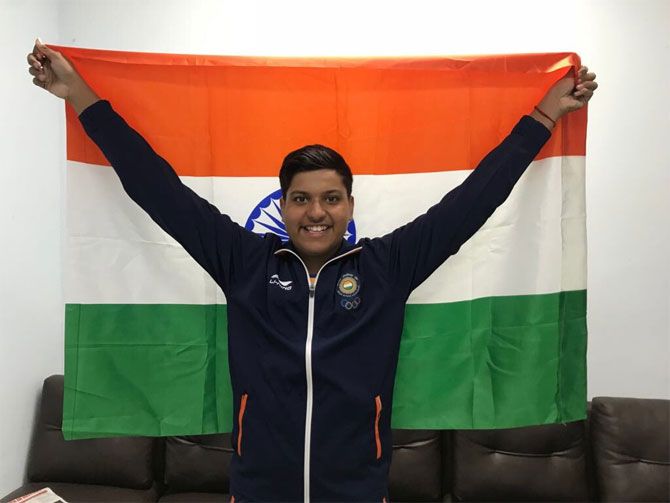 15-year-old Shardul Vihan poses with the tricolour after his win