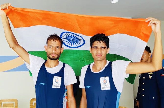 Rowers Rohit Kumar and Bhagwan Singh won the bronze in the lightweight double sculls event on Friday