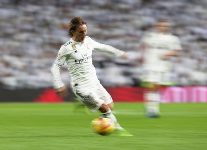 Real Madrid's Luka Modric in action against Valencia on Saturday