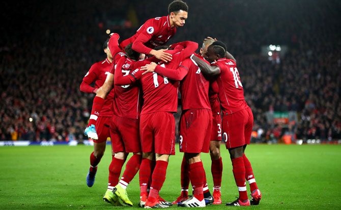 Players of Liverpool FC celebrate a goal (Image used for representational purposes).