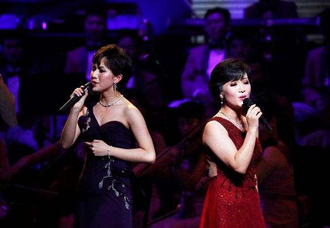 The North Korea's Samjiyon Orchestra performs in Gangneung, South Korea, on Thursday