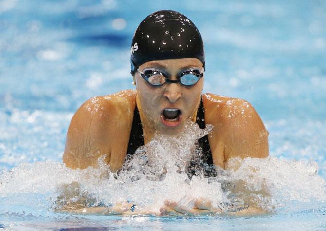 USA'a Ariana Kukors swims in her women's 200m individual medley semi-final during the London 2012 Olympic Games at the Aquatics Centre July 30, 2012.