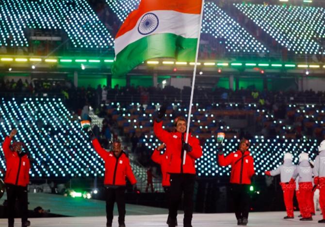 India's Shiva Keshavan prepares to start during a Luge men's singles training session at the Olympic Sliding Centre in Pyeongchang on Friday