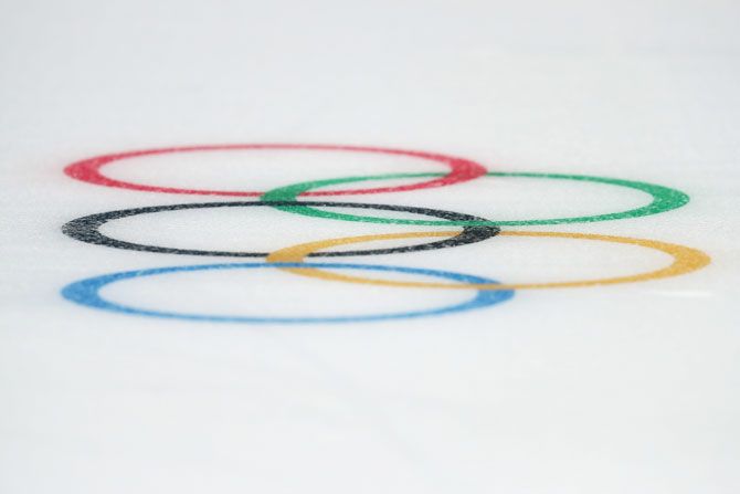 The Olympic rings seen at the Winter Games in Pyeongchang on Sunday