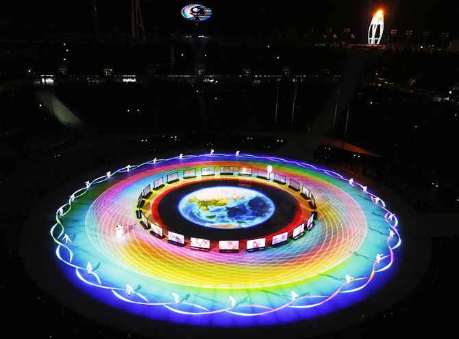 General view during the closing ceremony at Pyeongchang Olympic Stadium in Pyeongchang on Sunday