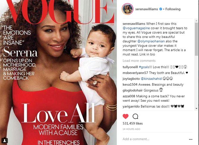 Serena Williams and Baby Alexis on the cover of Vogue magazine
