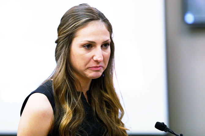 Kyle Stephens delivers a victim impact testimony during a sentencing hearing for Dr Larry Nassar in Lansing, Michigan, US on Tuesday