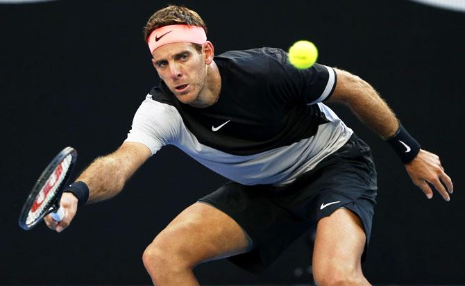 Argentina's Juan Martin del Potro in action during his match against Russia's Karen Khachanov