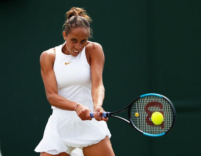 Madison Keys of the US in action during the second round match against Thailand's Luksika Kumkhum on Wednesday