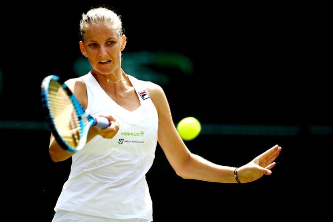 Czech Republic's Karolina Pliskova returns against Belarus' Victoria Azarenka during their second round match