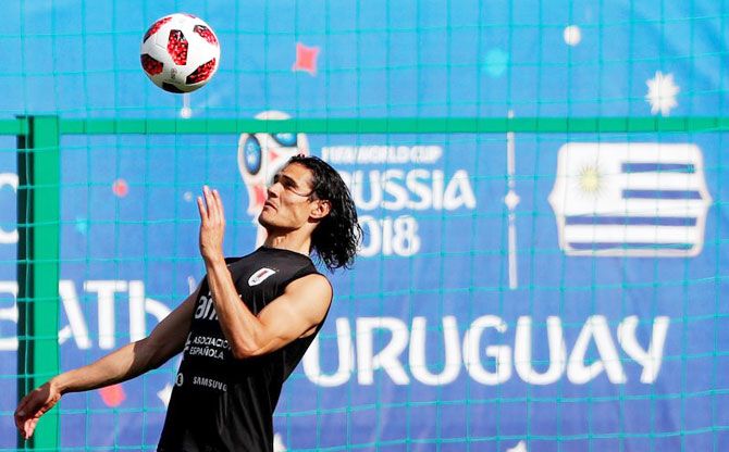 Uruguay's Edinson Cavani during training in Nizhny Novgorod on Thursday
