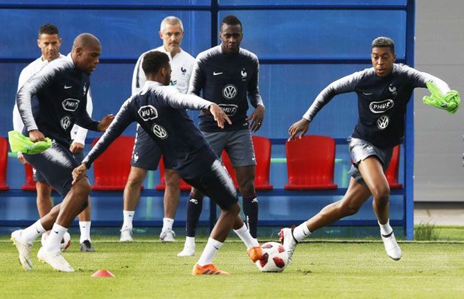 France's players attend a training session on Sunday