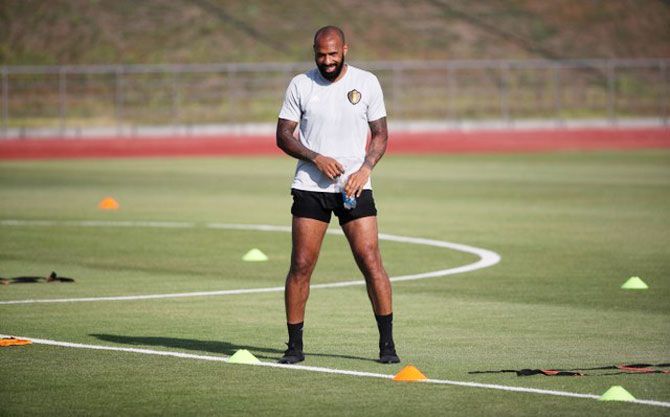 Thierry Henry at s Belgium training session on Sunday