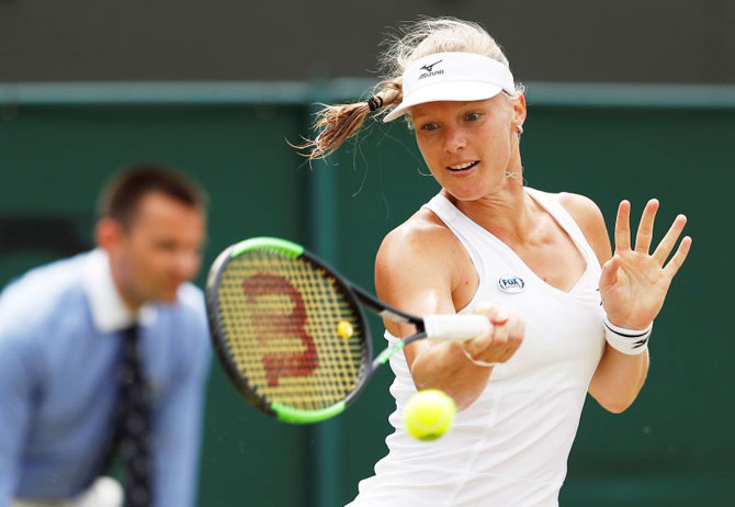 Netherland's Kiki Bertens in action during the fourth round match against Czech Republic's Karolina Pliskova.