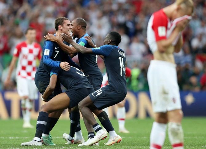 France players celebrate following their sides victory in the 2018 FIFA World Cup final