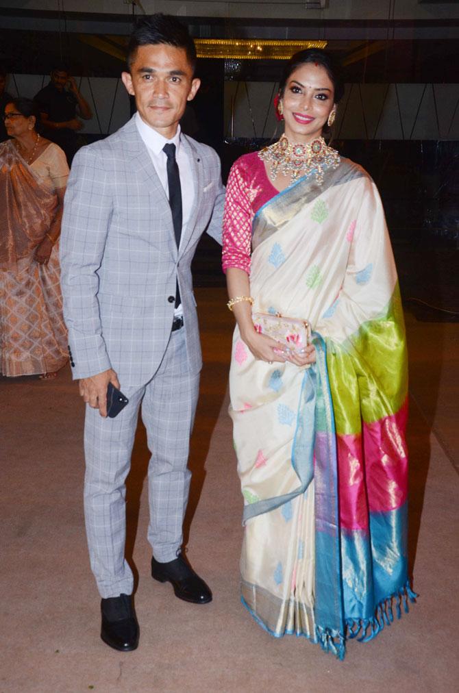 India football captain Sunil Chhetri with wife Sonam Bhattacharya