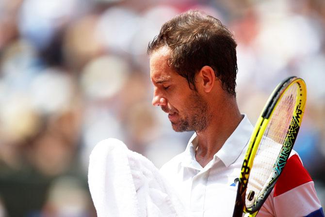 Richard Gasquet during his match against Rafael Nadal