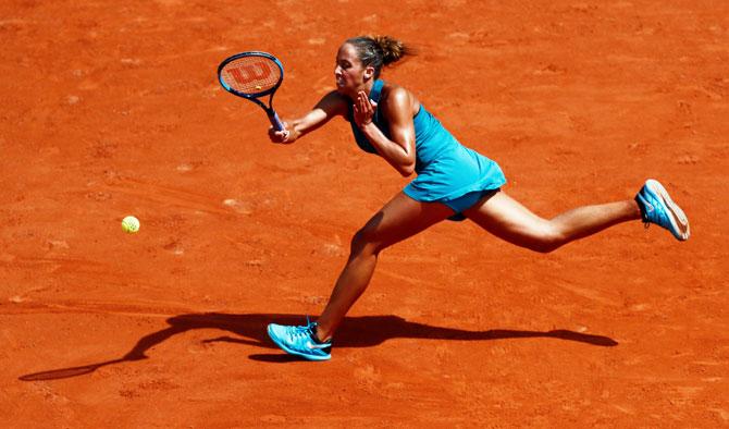 USA's Madison Keys in action during her fourth round match against Romania's Mihaela Buzarnescu