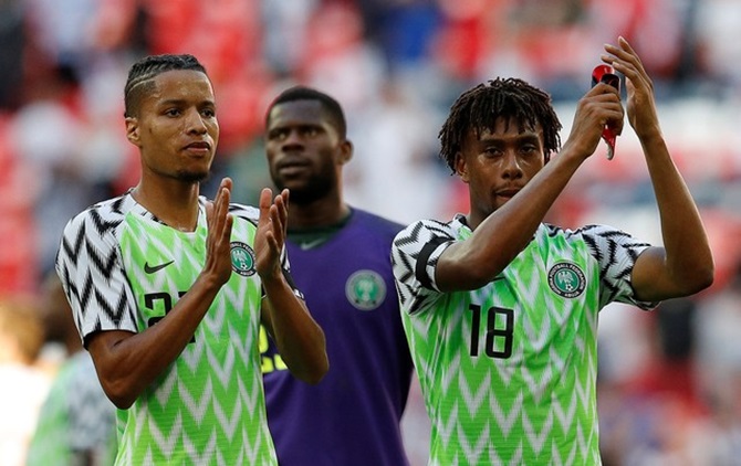 Nigeria's Tyronne Ebuehi and Alex Iwobi