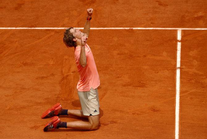 Germany's Alexander Zverev celebrates after his fourth round win against Russia's Karen Khachanov