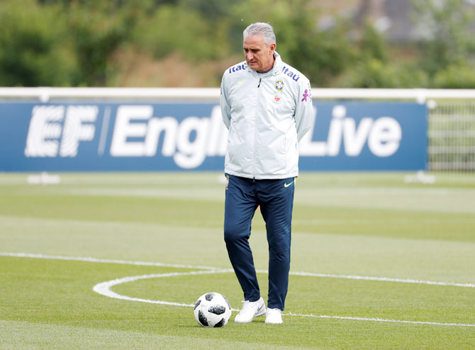 Brazil caoch Tite during a training session 