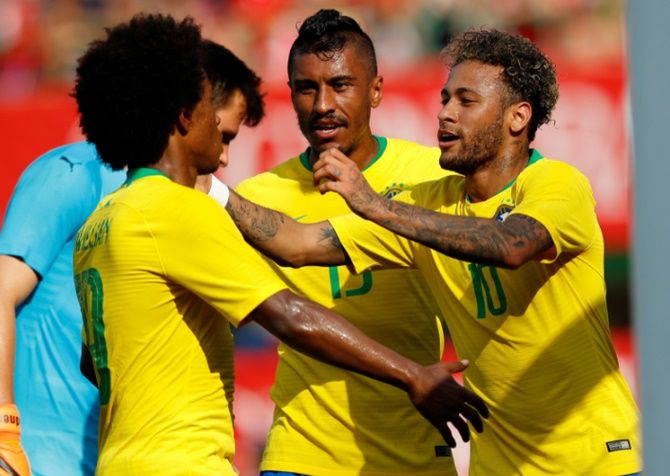 Neymar, along with Gabriel Jesus (left) and Philippe Coutinho, will be crucial to Brazil's fortunes this World Cup