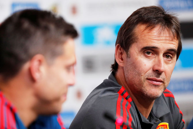 Spain coach Julen Lopetegui during the press conference