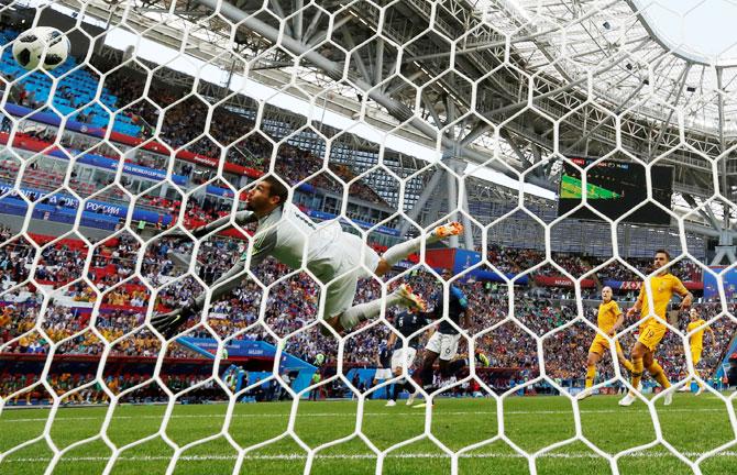 France's Paul Pogba scores their second goal 