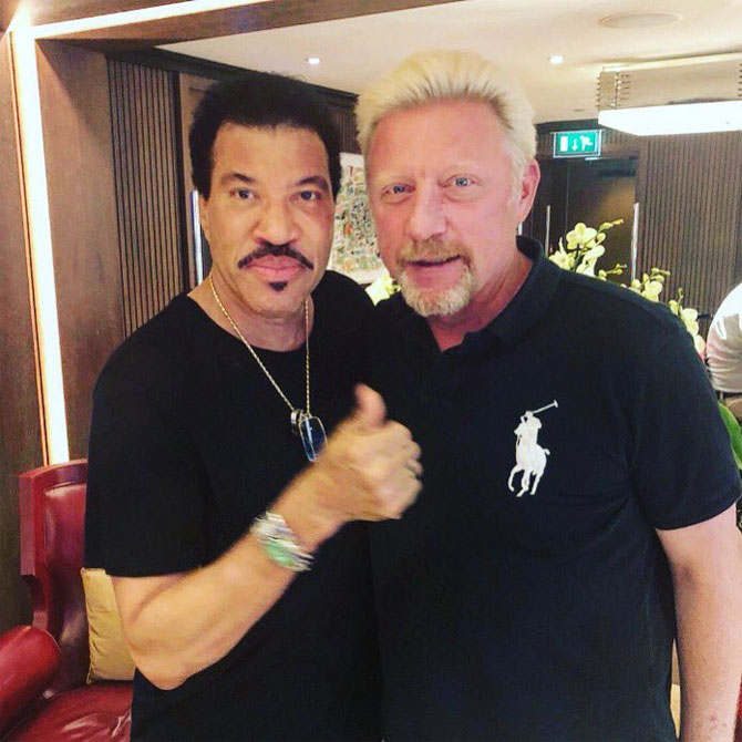 American singer-songwriter Lionel Richie and German tennis great Boris Becker. Becker posted this picture on his Twitter handle writing: 'Had the pleasure of watching the football with this legend ⁦@LionelRichie⁩ ⁦@FIFAWorldCup⁩'